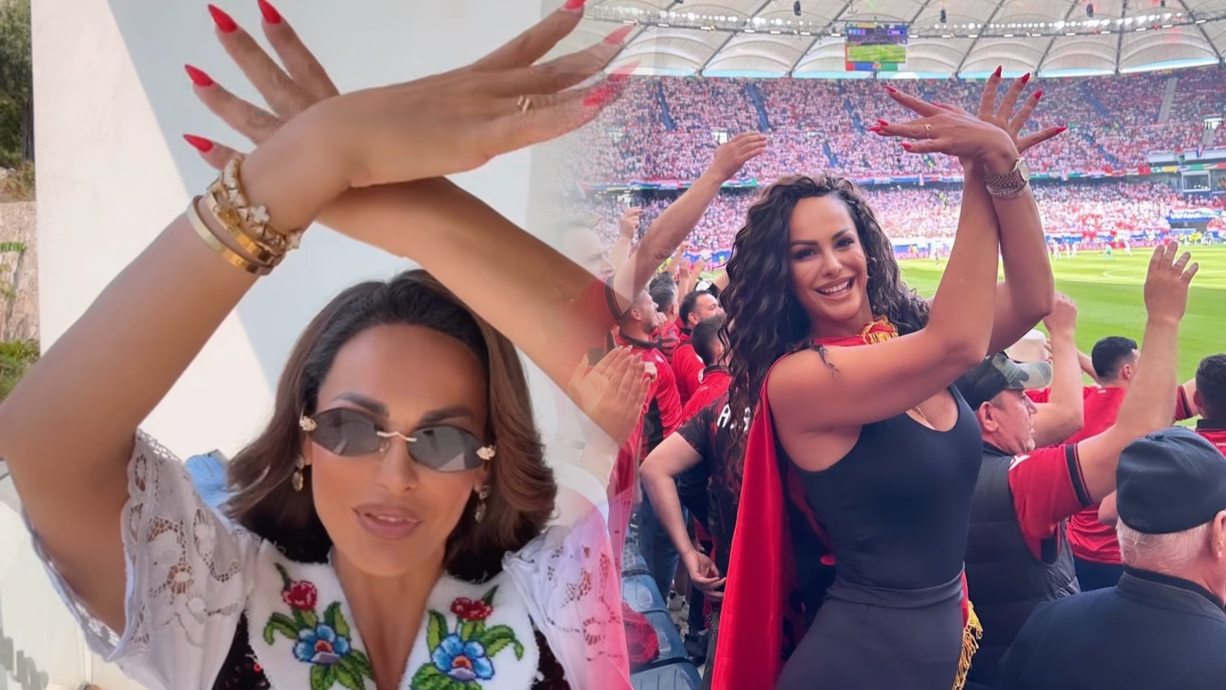 Juliana Nura në “Air Albania” me veshje tradicionale të Rugovës, e modifikuar për stil modern