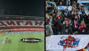 Tifozët e Celta Vigos shpalosin banerin kundër Kosovës