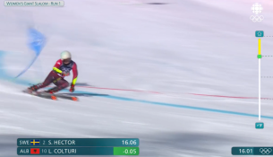 Paraqitje dinjitoze nga Lara Colturi në lëshimin e parë në slalomin gjigant