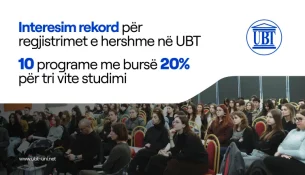 Interesim rekord për regjistrimet e hershme në UBT – 10 programe me bursë 20 për qind për tri vite studimi