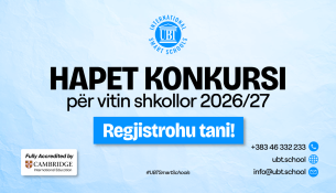 UBT International Smart Schools hap konkursin për regjistrimin e nxënësve për vitin shkollor 2026/2027
